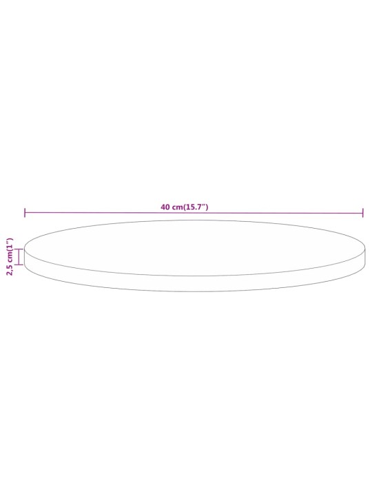 Pöytälevy ø 40x2,5 cm pyöreä täysi mangopuu