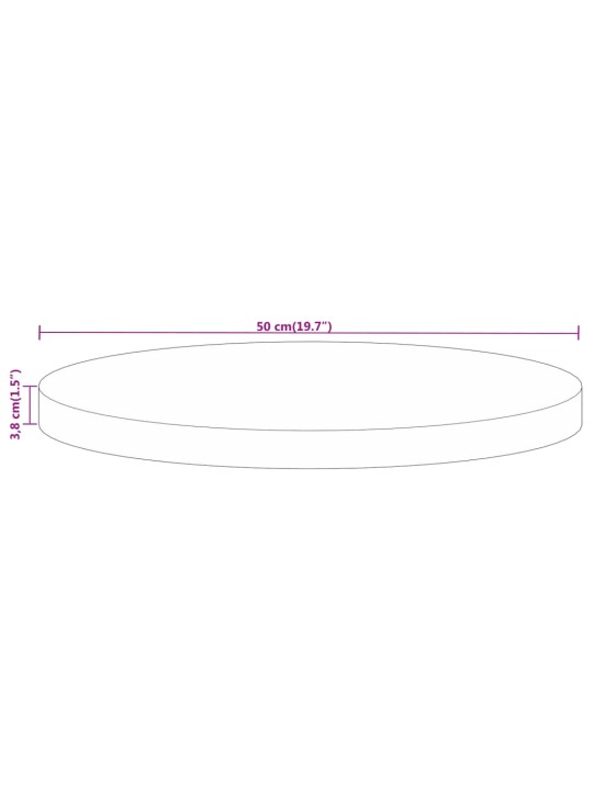 Pöytälevy ø 50x3,8 cm pyöreä täysi mangopuu