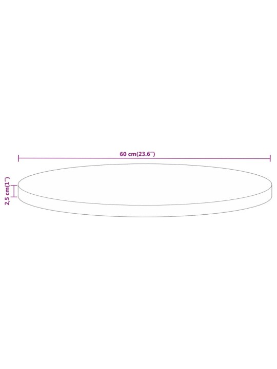 Pöytälevy ø 60x2,5 cm pyöreä täysi mangopuu