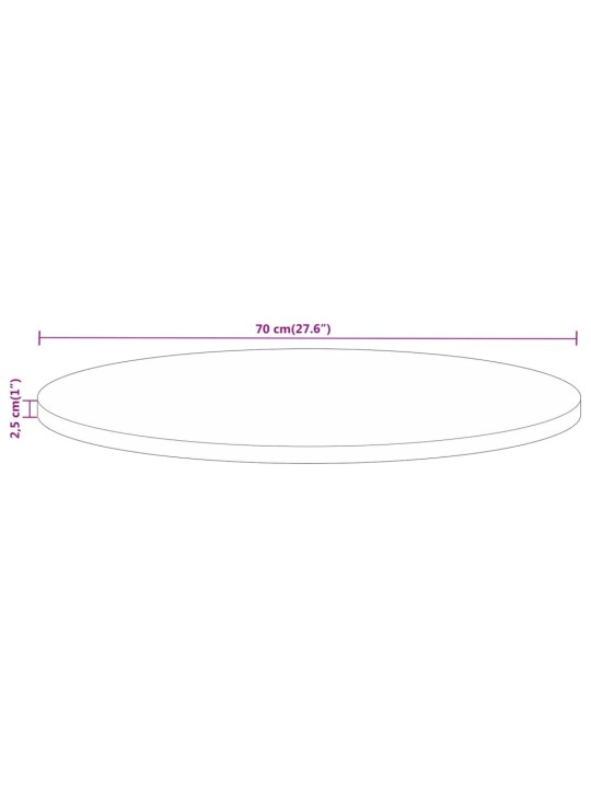 Pöytälevy Ø 70x2,5 cm pyöreä täysi mangopuu