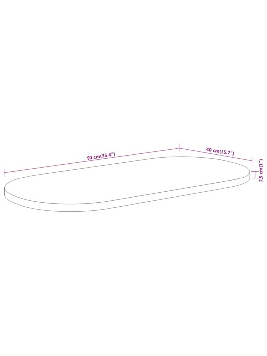 Pöytälevy 90x40x2,5 cm ovaali täysi akasiapuu