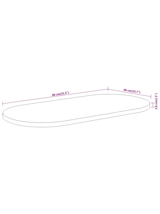 Pöytälevy 80x40x3,8 cm ovaali täysi akasiapuu