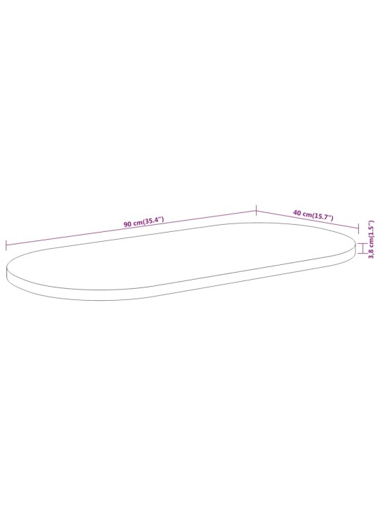 Pöytälevy 90x40x3,8 cm ovaali täysi akasiapuu