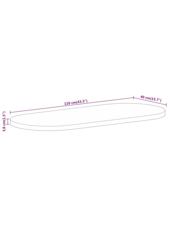 Pöytälevy 110x40x3,8 cm ovaali täysi karkea mangopuu