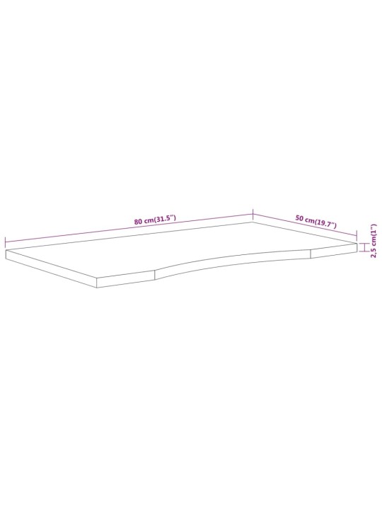 Työpöydän pöytälevy 80x50x2,5 cm suorakaide täysi akasiapuu