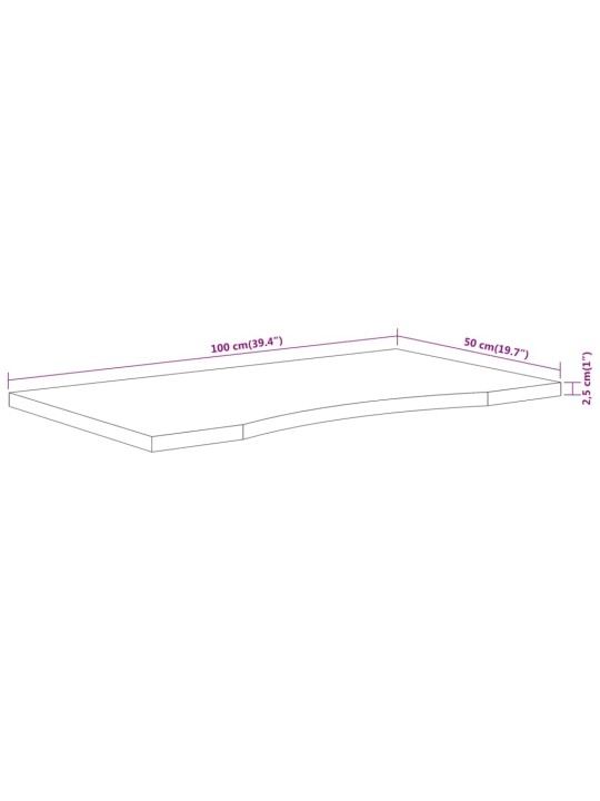 Työpöydän pöytälevy 100x50x2,5 cm suorakaide täysi akasiapuu