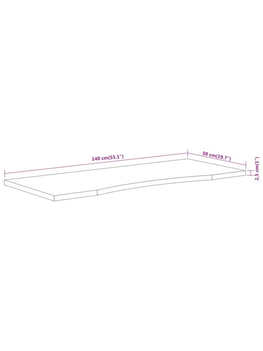 Työpöydän pöytälevy 140x50x2,5 cm suorakaide täysi akasiapuu