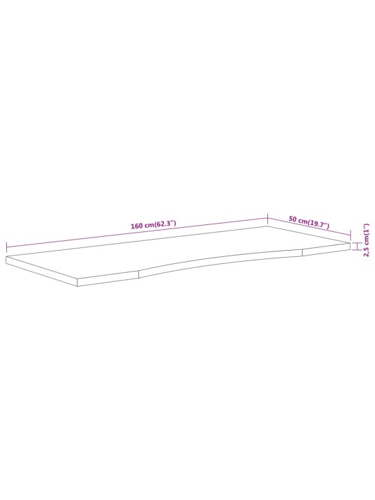 Työpöydän pöytälevy 160x50x2,5 cm suorakaide täysi akasiapuu