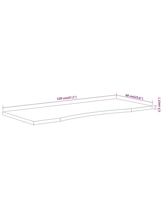 Työpöydän pöytälevy 120x60x2,5 cm suorakaide täysi akasiapuu