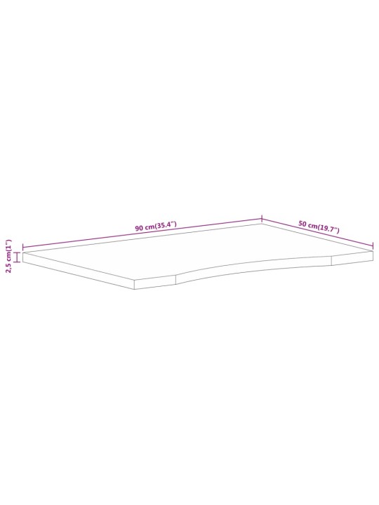 Pöytälevy kaarella 90x50x2,5 cm ovaali täysi karkea mangopuu