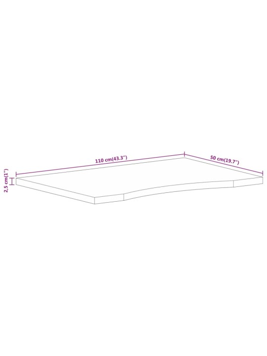 Pöytälevy kaarella 110x50x2,5 cm ovaali täysi karkea mangopuu