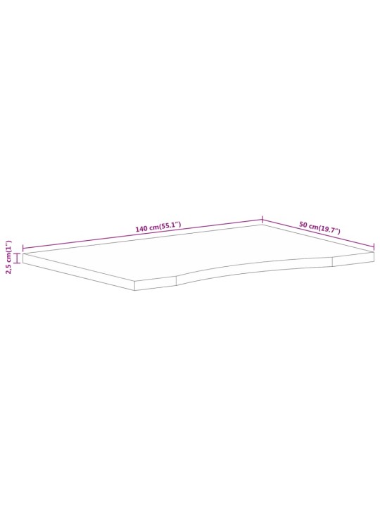 Pöytälevy kaarella 140x50x2,5 cm ovaali täysi karkea mangopuu