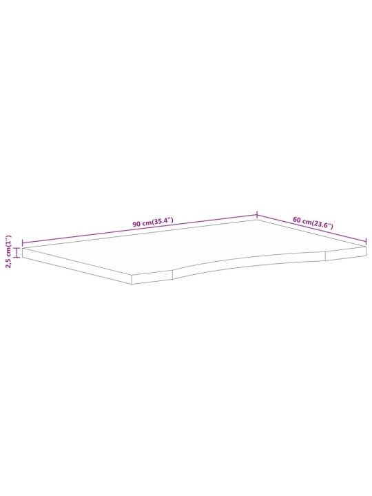 Pöytälevy kaarella 90x60x2,5 cm ovaali täysi karkea mangopuu