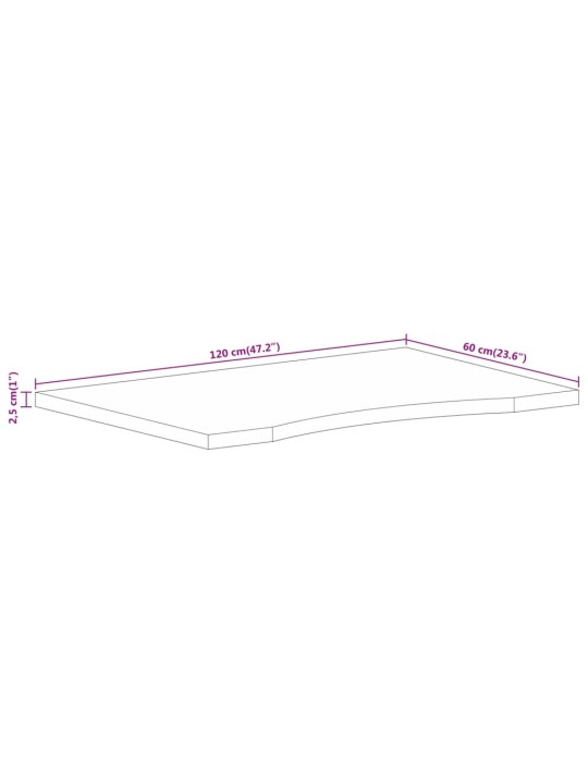 Pöytälevy kaarella 120x60x2,5 cm täysi karkea mangopuu