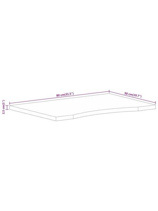 Pöytälevy kaarella 80x50x2,5 cm ovaali täysi karkea mangopuu