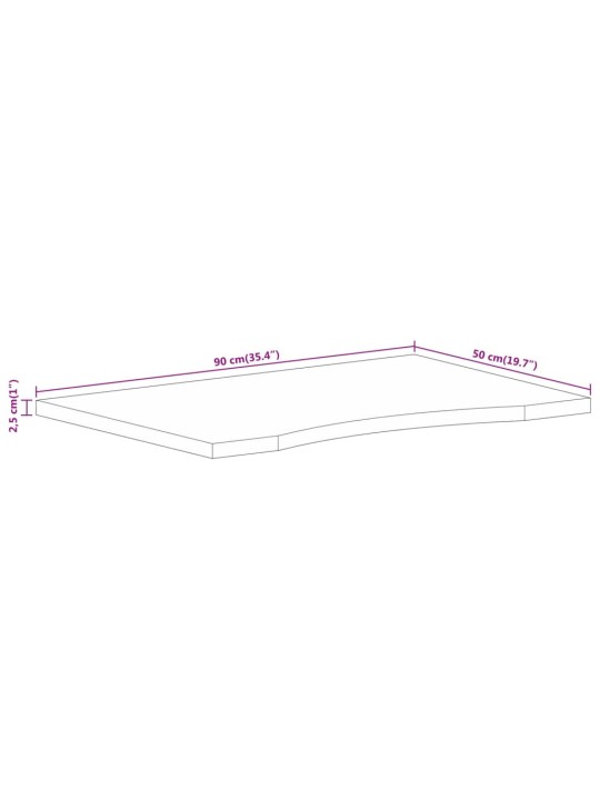 Pöytälevy kaarella 90x50x2,5 cm ovaali täysi karkea mangopuu