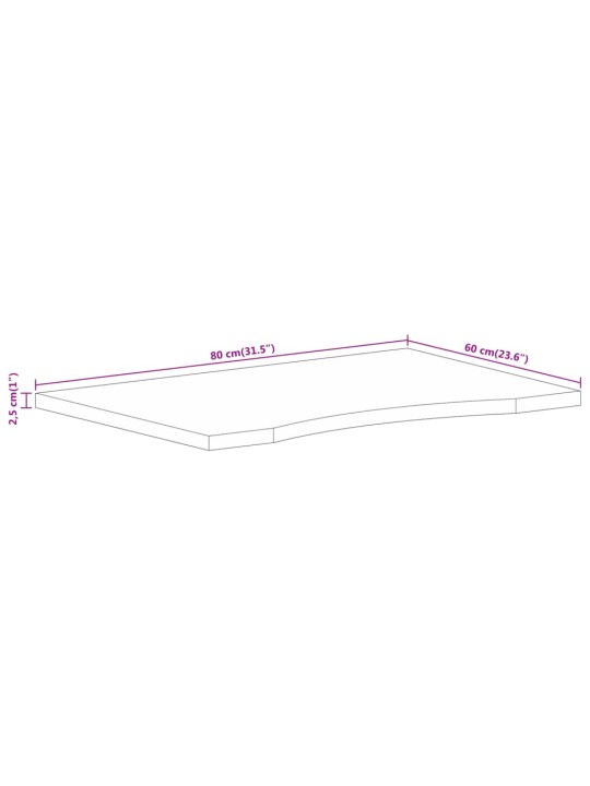 Pöytälevy kaarella 80x60x2,5 cm ovaali täysi karkea mangopuu