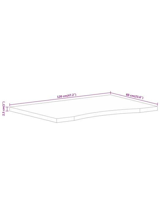 Pöytälevy kaarella 120x60x2,5 cm täysi karkea mangopuu