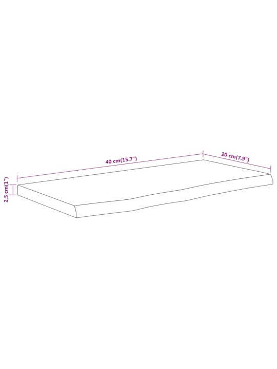 Seinähylly 40x20x2,5 cm suorakaide täysi akasiapuu elävä reuna