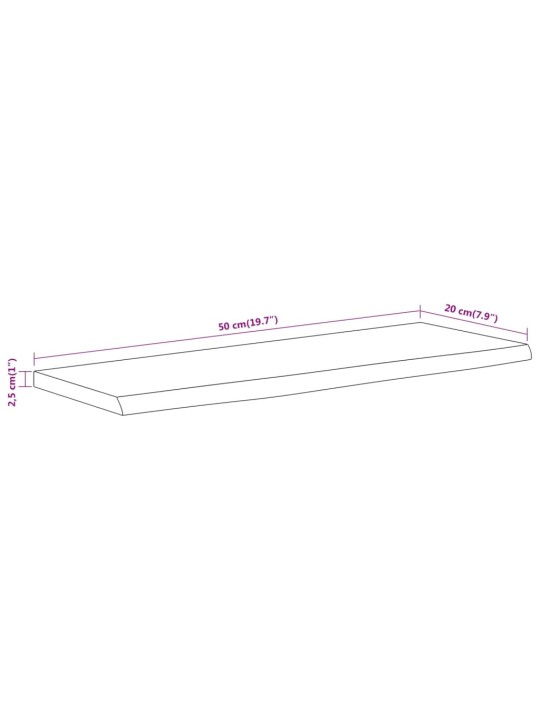 Seinähylly 50x20x2,5 cm suorakaide täysi akasiapuu elävä reuna