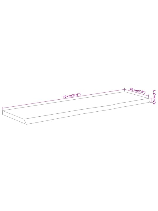 Seinähylly 70x20x2,5 cm suorakaide täysi akasiapuu elävä reuna