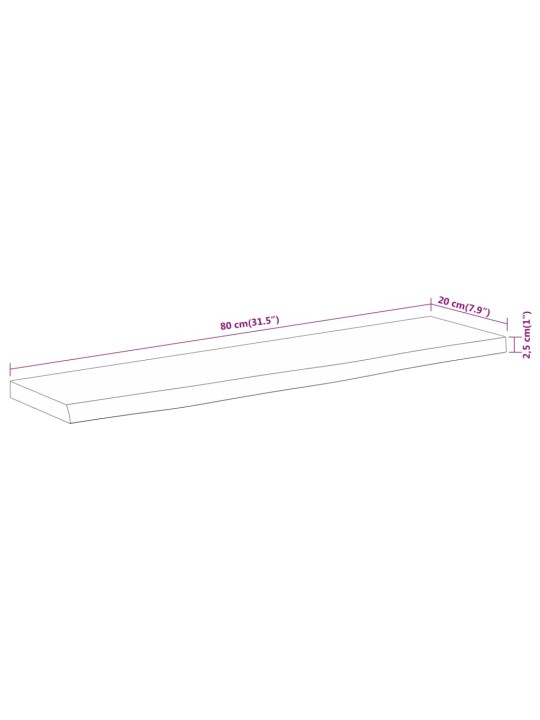 Seinähylly 80x20x2,5 cm suorakaide täysi akasiapuu elävä reuna