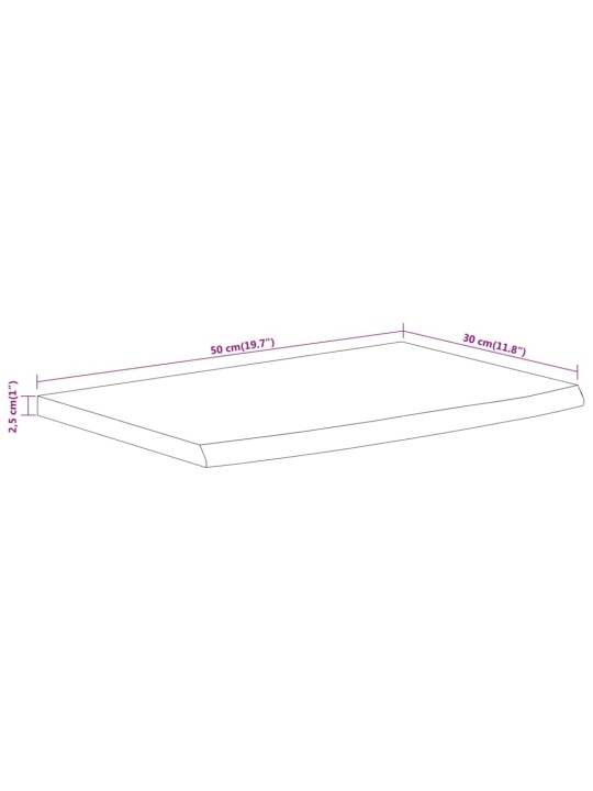 Seinähylly 50x30x2,5 cm suorakaide täysi akasiapuu elävä reuna