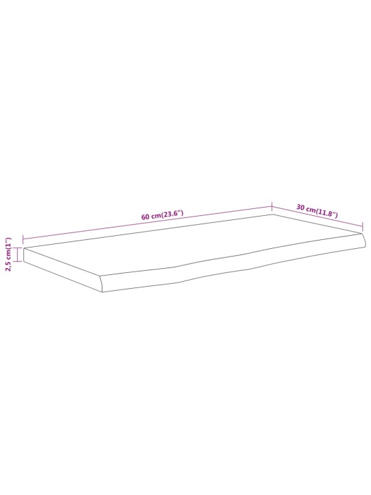 Seinähylly 60x30x2,5 cm suorakaide täysi akasiapuu elävä reuna