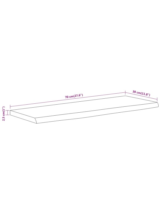 Seinähylly 70x30x2,5 cm suorakaide täysi akasiapuu elävä reuna