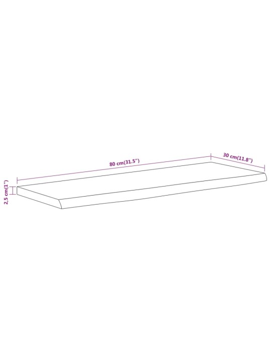 Seinähylly 80x30x2,5 cm suorakaide täysi akasiapuu elävä reuna