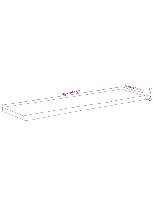 Seinähylly 100x30x2,5 cm suorakaide täysi akasiapuu elävä reuna