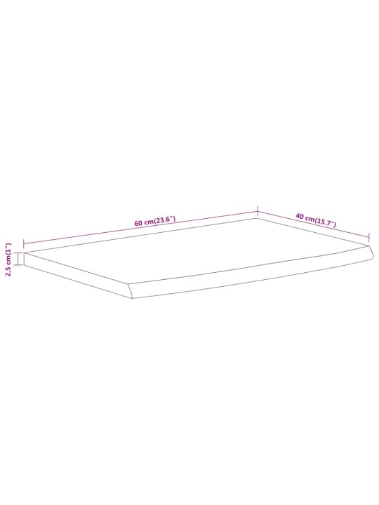 Seinähylly 60x40x2,5 cm suorakaide täysi akasiapuu elävä reuna