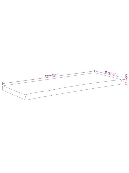 Pöytälevy 90x40x2,5 cm suorakaide täysi akasiapuu elävä reuna