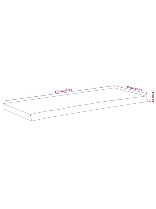 Pöytälevy 110x40x2,5 cm suorakaide täysi akasiapuu elävä reuna