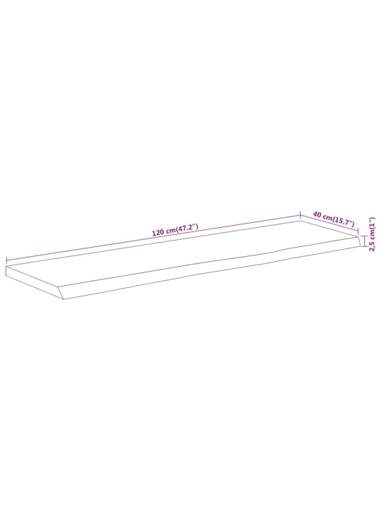 Pöytälevy 120x40x2,5 cm suorakaide täysi akasiapuu elävä reuna