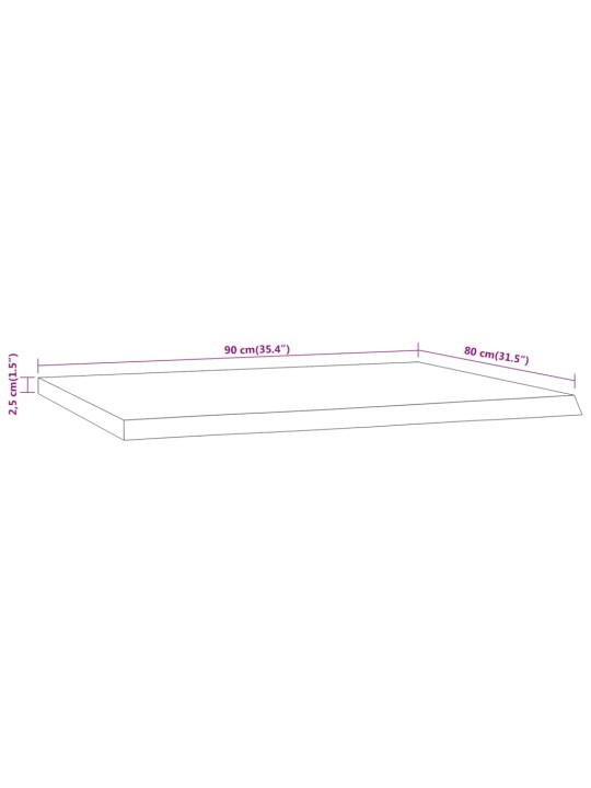 Pöytälevy 90x80x2,5 cm suorakaide täysi akasiapuu elävä reuna