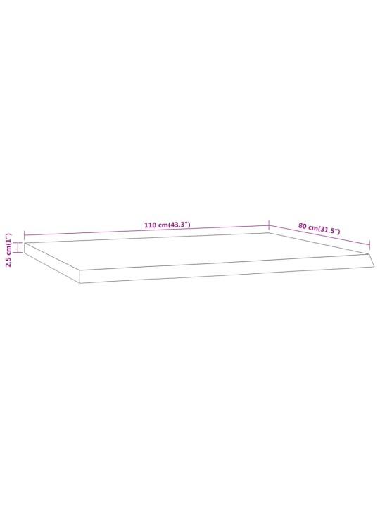 Pöytälevy 110x80x2,5 cm suorakaide täysi akasiapuu elävä reuna