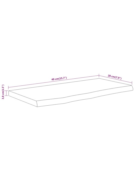 Seinähylly 40x20x3,8 cm suorakaide täysi akasiapuu elävä reuna