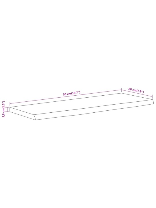 Seinähylly 50x20x3,8 cm suorakaide täysi akasiapuu elävä reuna