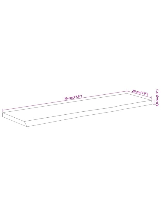 Seinähylly 70x20x3,8 cm suorakaide täysi akasiapuu elävä reuna