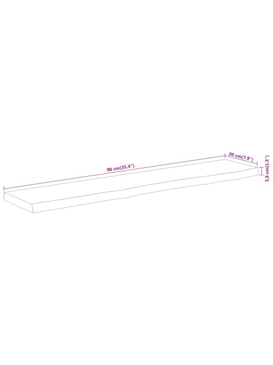 Seinähylly 90x20x3,8 cm suorakaide täysi akasiapuu elävä reuna