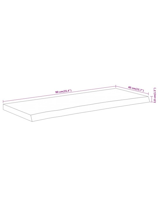 Pöytälevy 90x40x3,8 cm suorakaide täysi akasiapuu elävä reuna