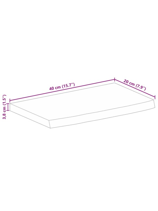 Pöytälevy 40x20x3,8 cm elävä reuna karkea täysi mangopuu