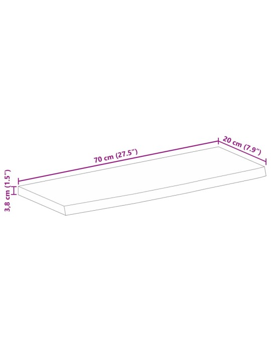 Pöytälevy 70x20x3,8 cm elävä reuna karkea täysi mangopuu