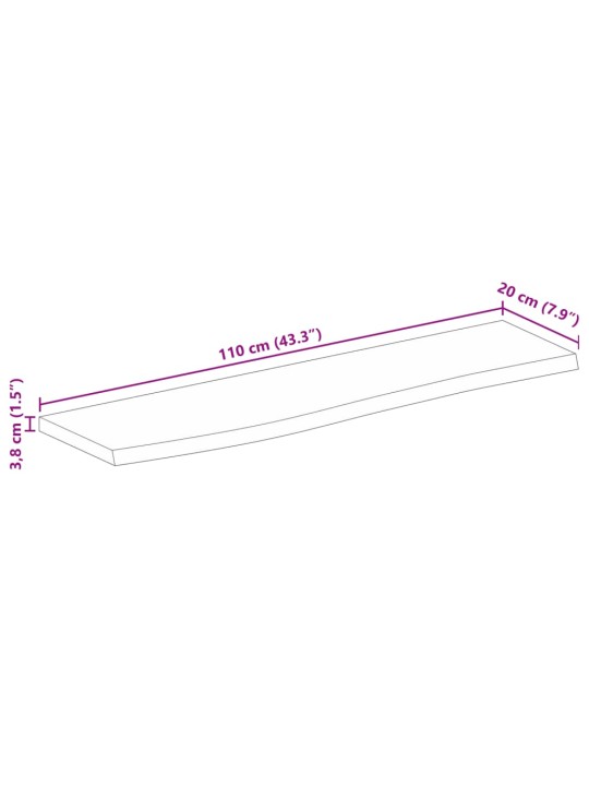 Pöytälevy 110x20x3,8 cm elävä reuna karkea täysi mangopuu