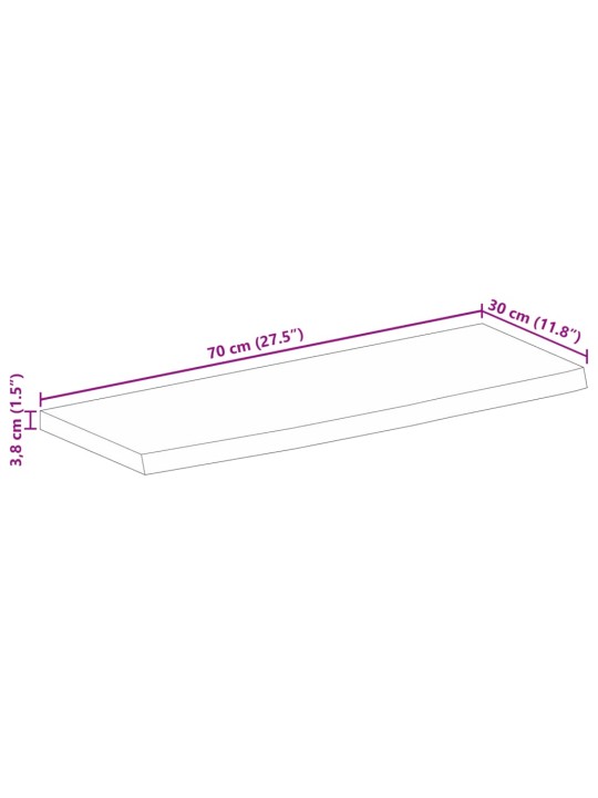 Pöytälevy 70x30x3,8 cm elävä reuna karkea täysi mangopuu