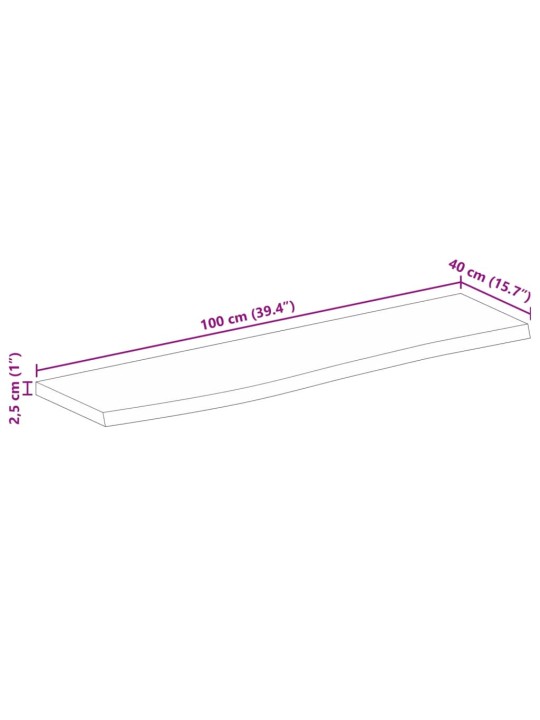 Pöytälevy elävä reuna 100x40x2,5 cm täysi mangopuu