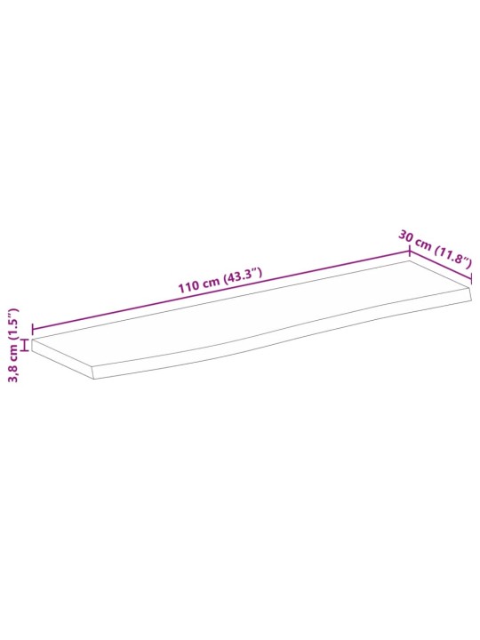 Pöytälevy elävä reuna 110x30x3,8 cm täysi mangopuu