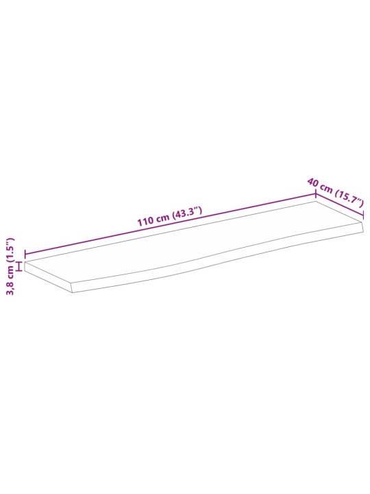 Pöytälevy elävä reuna 110x40x3,8 cm täysi mangopuu