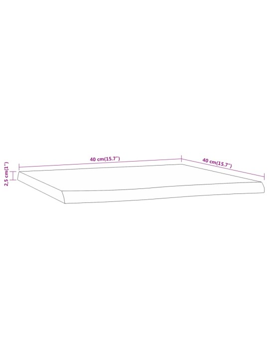 Pöytälevy 40x40x2,5 cm suorakaide täysi akasiapuu elävä reuna